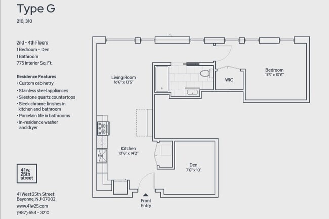 Type G Floor Plan - 41 West 25th Street