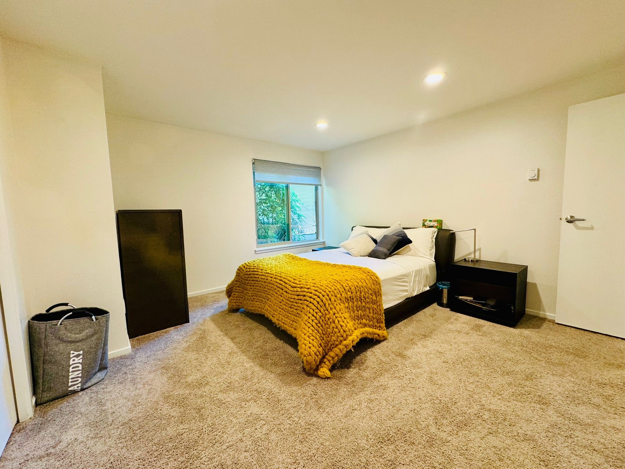 Generously sized primary bedroom featuring plush wall-to-wall carpeting and ample natural light - 2145 Dexter Ave N