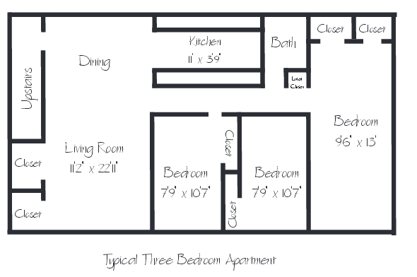 3BR/1BA - Montcalm Apartments