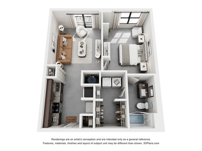 The Kahlo Floor Plan | 1 Bed 1 Bath | 778 sq ft | Cottonwood Westside | Apartment Homes in Atlanta - Cottonwood Westside