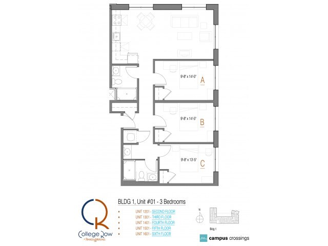 3 Bedroom - Campus Crossings at College Row