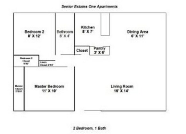2 bedroom - 1 bath - Senior Estates Floor Plan - Senior Estates 1