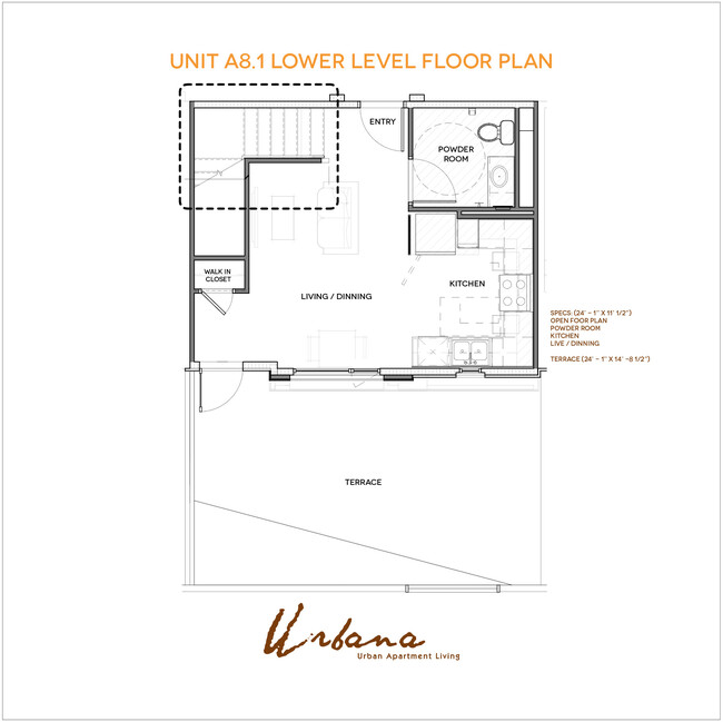 A8 Floorplan (lower level) - Urbana Chula Vista Luxury Apartments