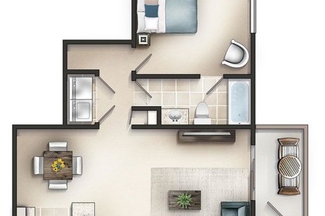 The Dogwood 1/1 744 sq ft - The Boulders Apartment Homes