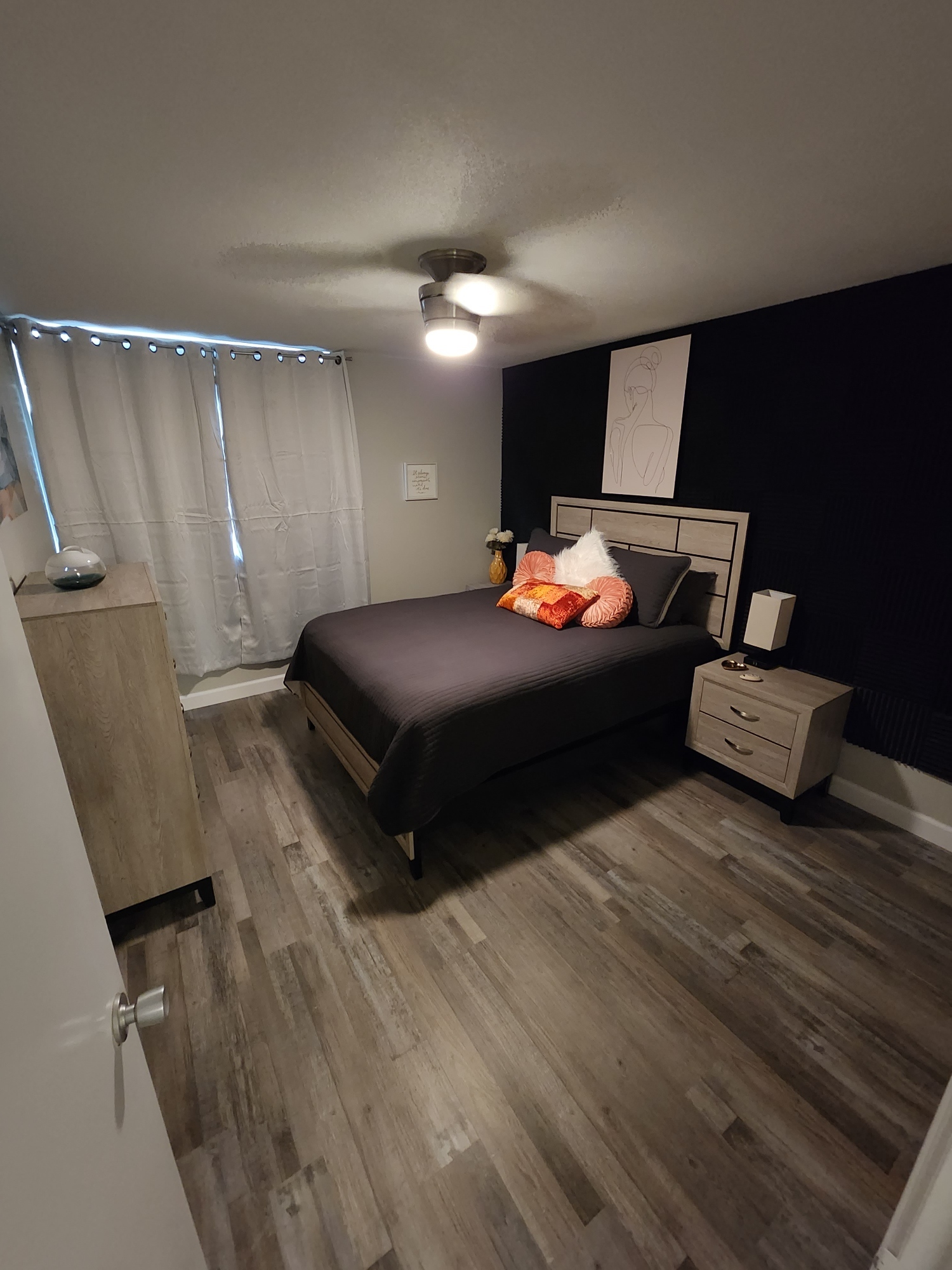 Secondary Bedroom shown with blackout curtains drawn - 5180 N Wishon Ave