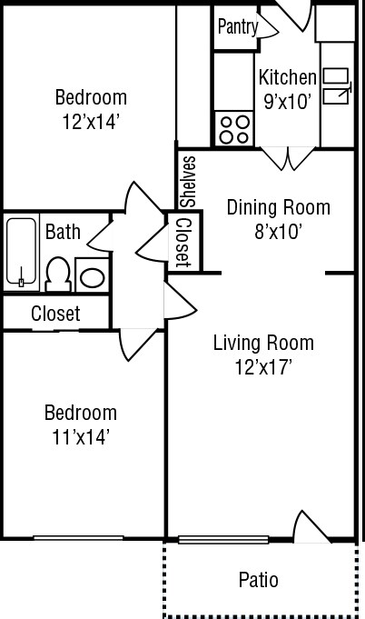 2BR/1BA - Stoneriver Apartments