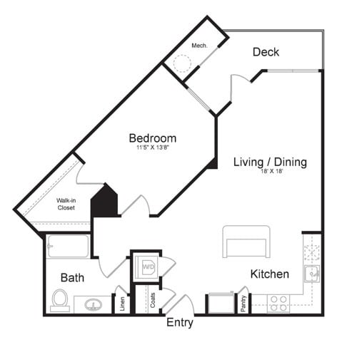 One Bedroom One Bath (800 SF) - Terraces on the Hudson