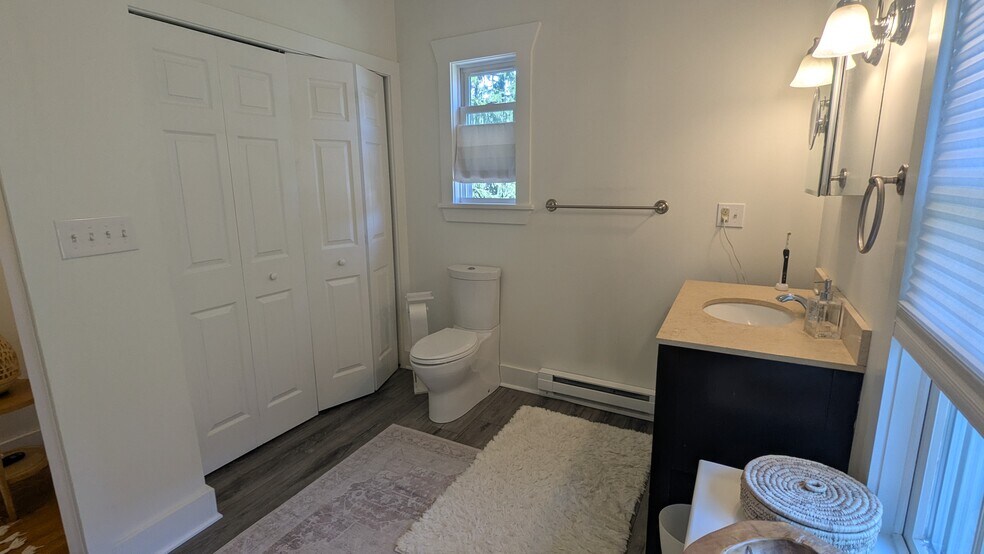 Brand new farmhouse style Luxury Vinyl Plank (LVP) floor in the bathroom - 156 Henry St