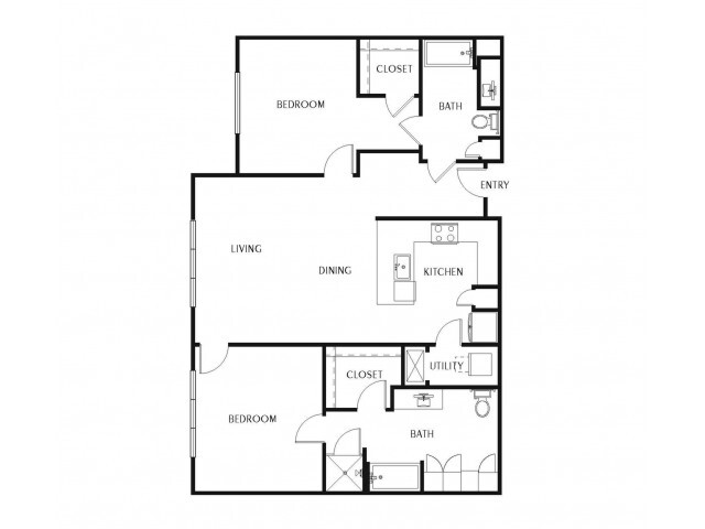 Two bedroom, two bathroom apartment featuring ample natural light and hardwood style floors - Instrata