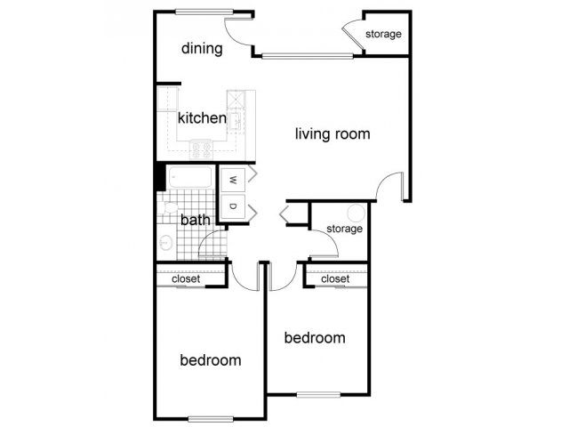 2BR/1BA - Courtside Apartments