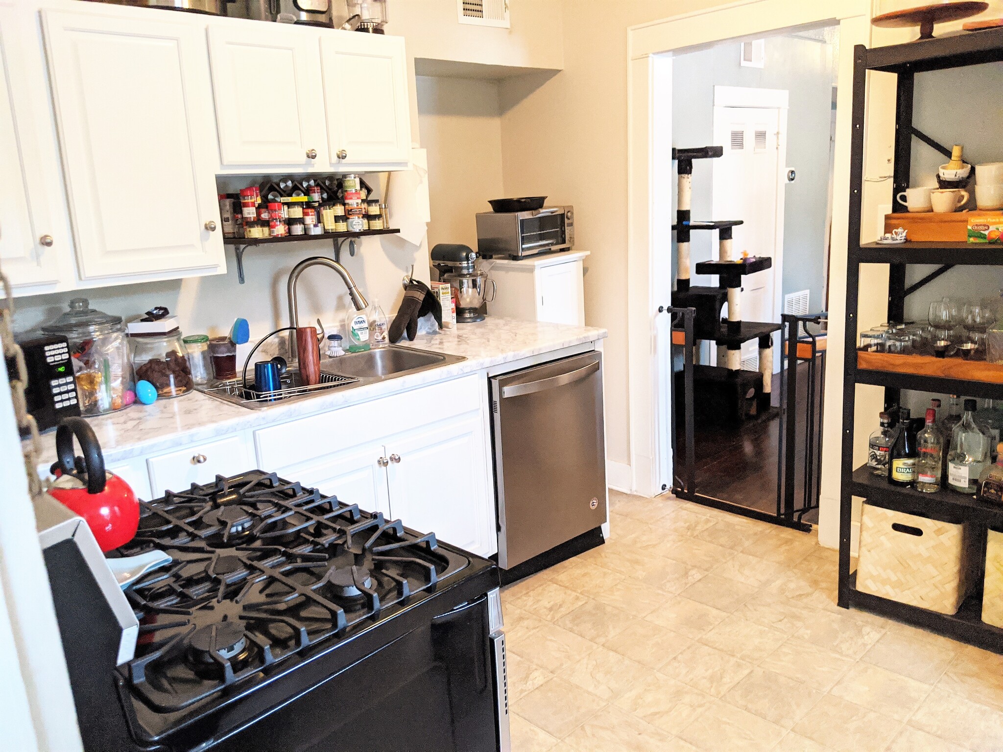 Kitchen - looking into living room - counter tops have been replaced with granite. - 1135 W 41st St