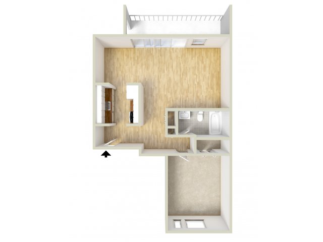 One bedroom floor plan - Lake Club Apartments