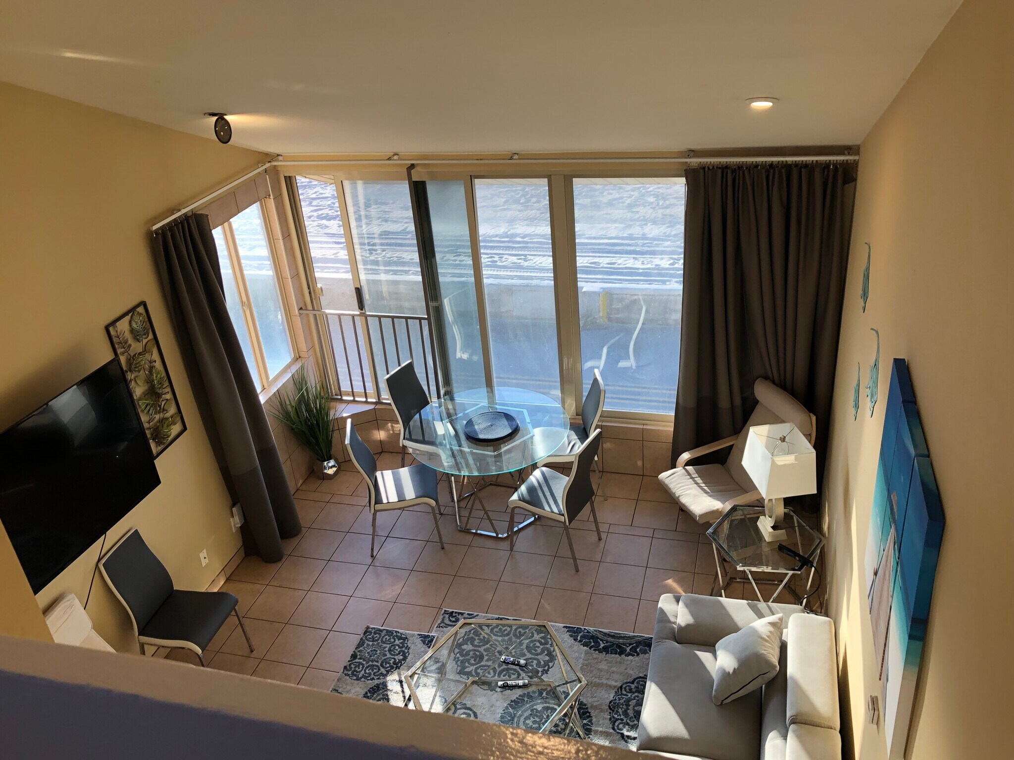 Nice views of the living room and beach from upper levels - 3261 Ocean Front Walk