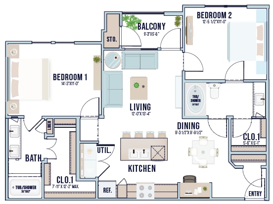B4 | 1017 sq ft - Magnolia Park Apartments