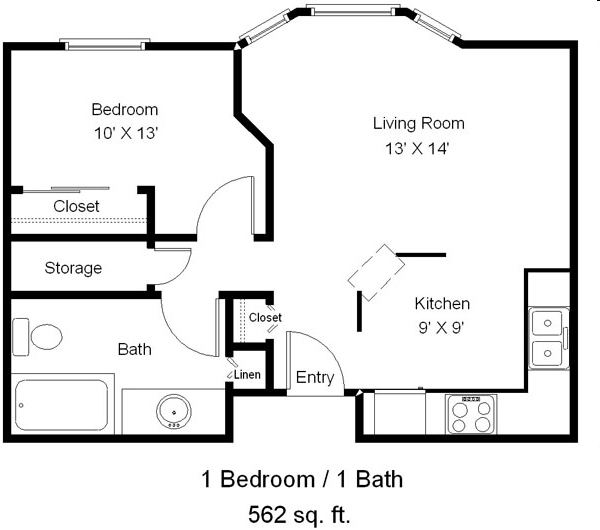 1BR/1BA - Blackrock Terrace Apartments