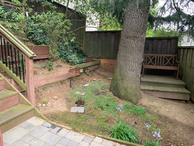 Garden bench on south walkway - 6415 Snake Rd