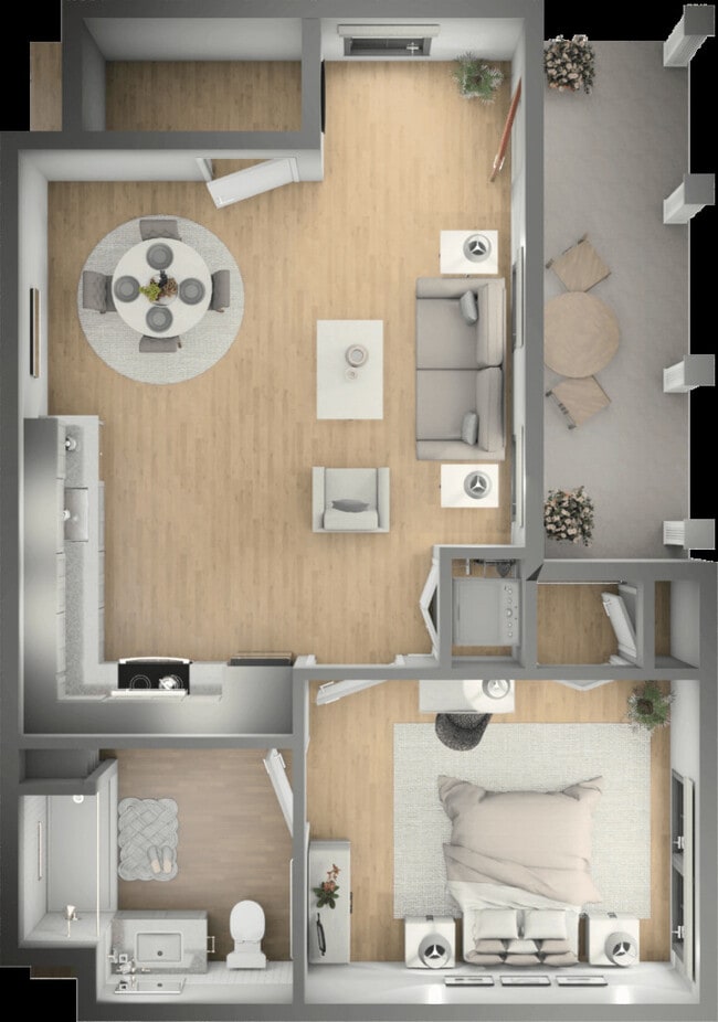 One Bedroom Villa Floor Plan - Rush River Commons