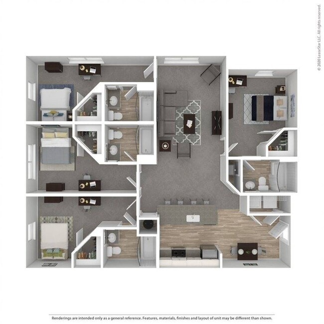 Four Bedroom Floorplan - University Edge | Student Housing