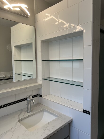 Bath vanity with Glass Shelfs - 6035 Oak St