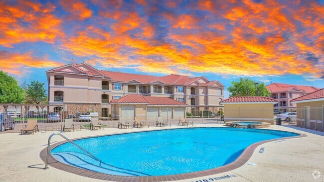 Pool with Sunset - Stone Creek Ranch