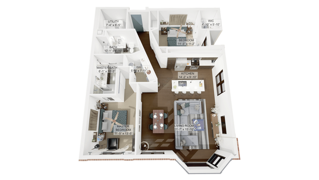 3D-Plan-Unit-2-A.png - La Collina Living in Little Italy Cleveland