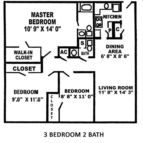 Three Bedroom Two Bath - The Herweck Apartments