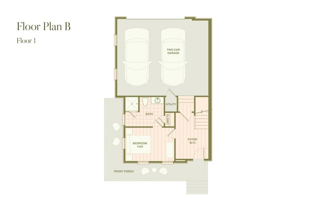 First floor includes two-car garage and a wraparound terrace - Fenland Townhomes