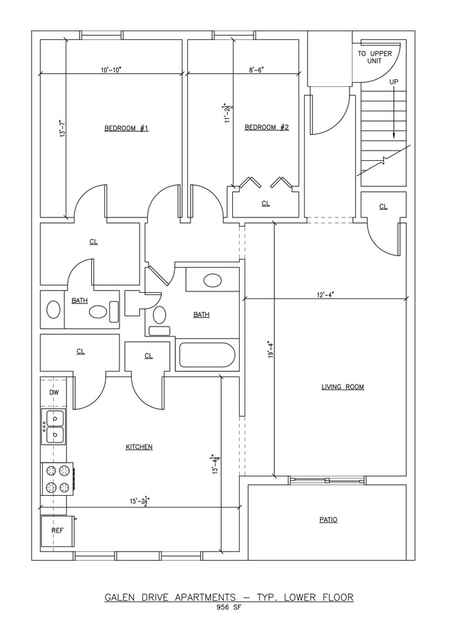 Two Bedroom Floor Plan (Downstairs) - Chateau Clair