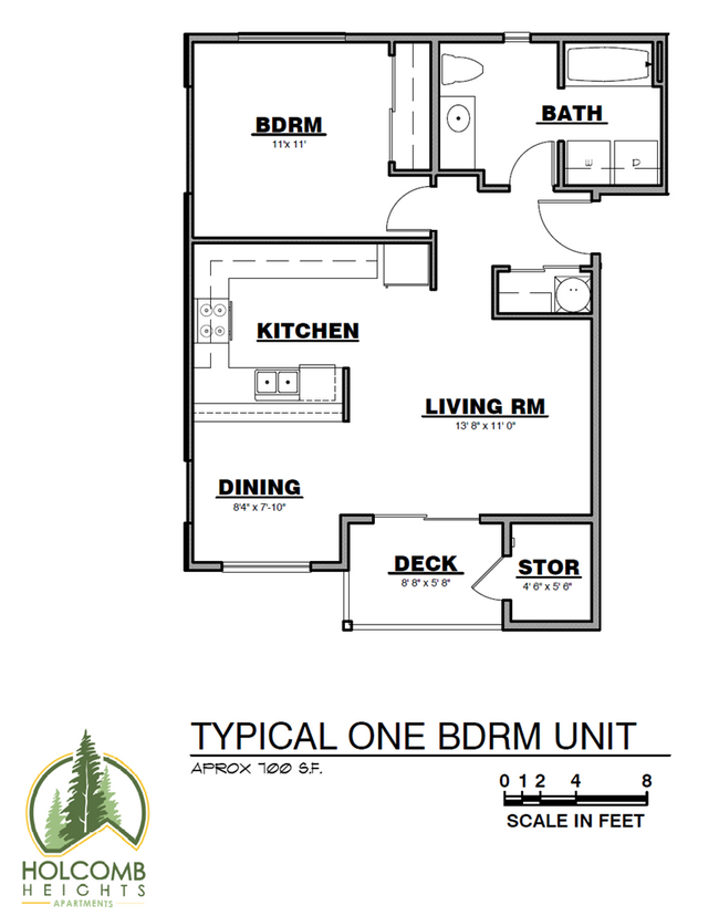 One Bedroom Floorplan - Holcomb Heights