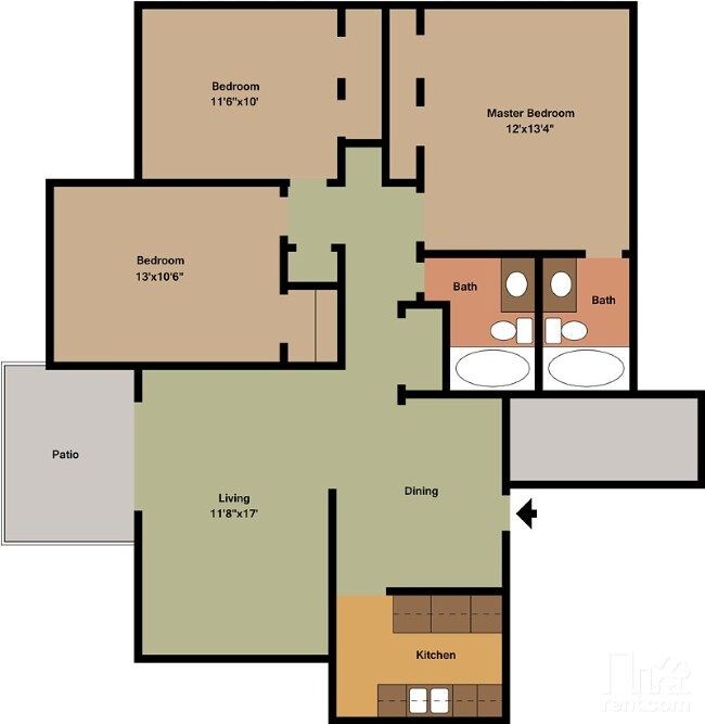 C5 3 Bedrooms X 2 Baths + Patio - Forest Glen Apartments