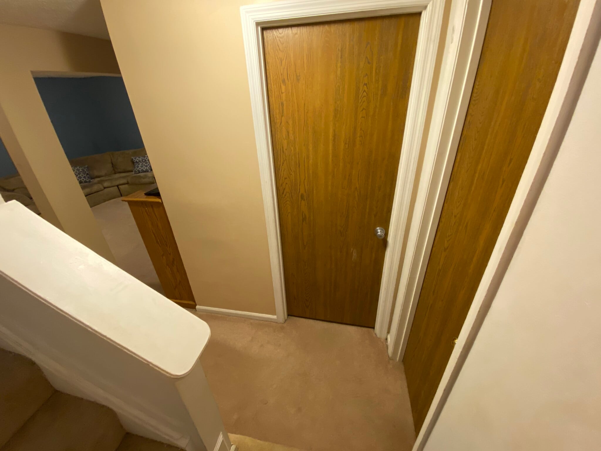 Basement steps. Laundry room and bathroom doors - 9006 Old Scaggsville Rd