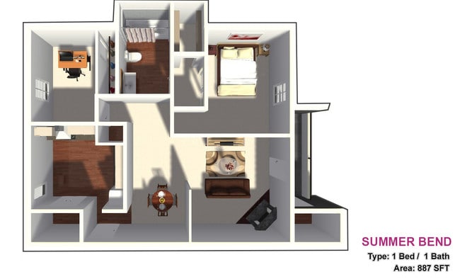 One Bed / One Bath with Den - Summer Bend