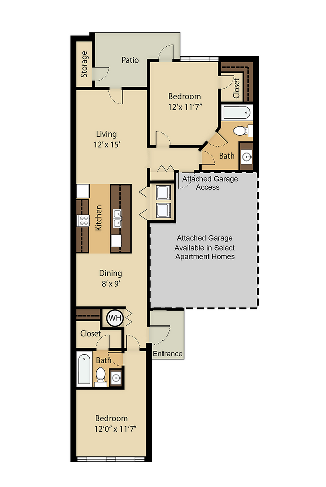 2 Bedroom | 2 Bath | 1129 SF - Runaway Bay Apartments