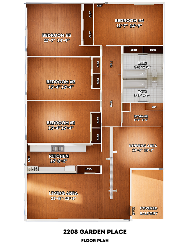 Apartment floor plan - 2208 Garden Pl