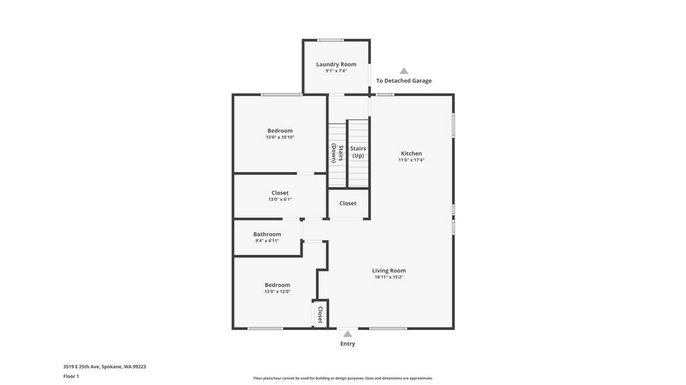 Main floor floorplan - 3519 E 25th Ave