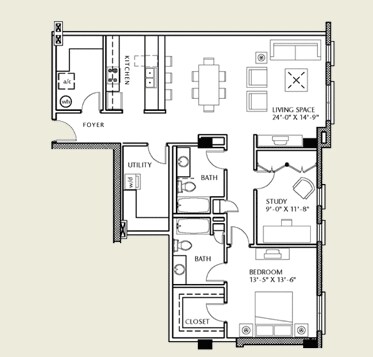 1BR/2BA - Station Square