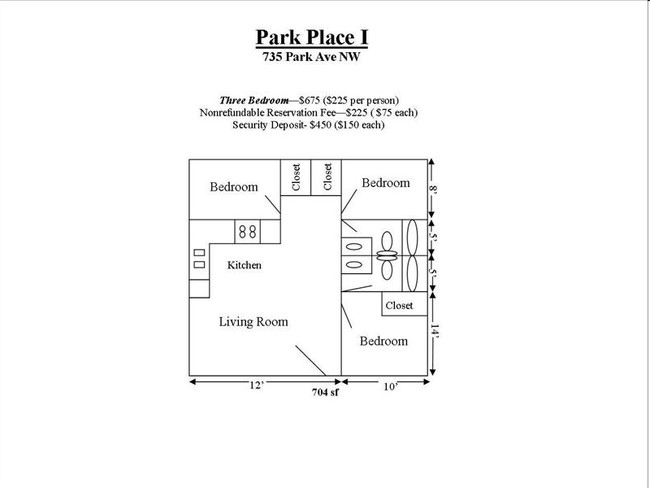 3BR/2BA - Park Place I , II, & III