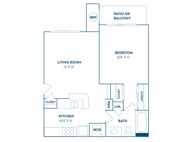 1 Bedroom | 1 Bath | 605 SF - The Oasis Apartments