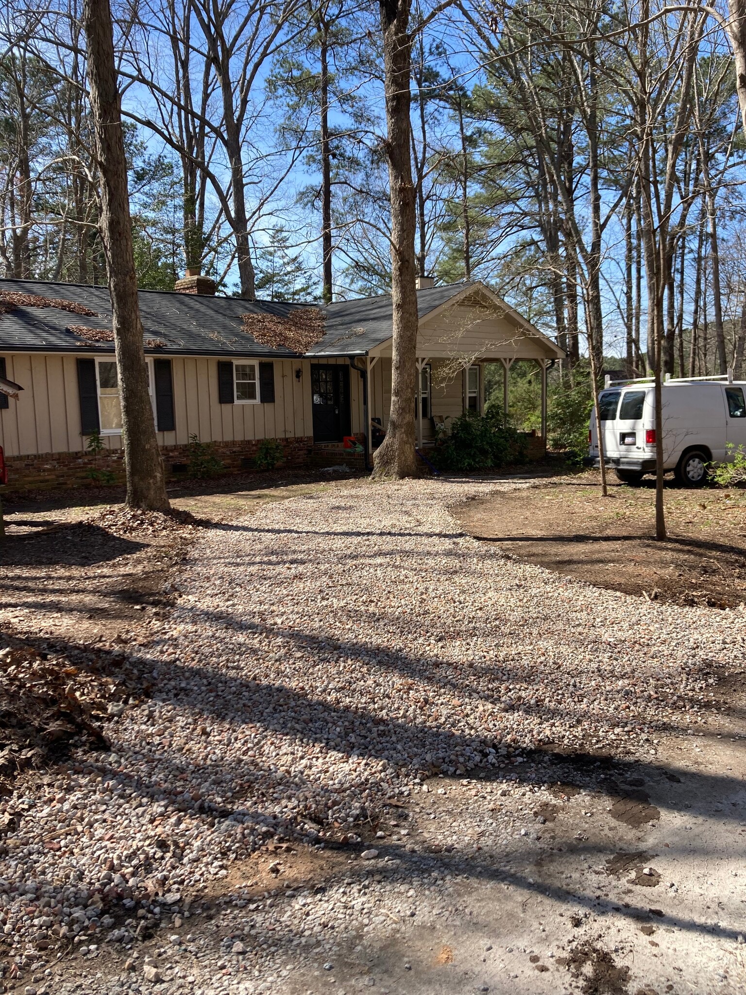 New gravel driveways can accommodate 5 vehicles comfortably - 2212 Old Kearney Rd