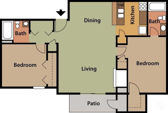 D 2x2 1003 sq. ft. - Emerald Cove Apartments