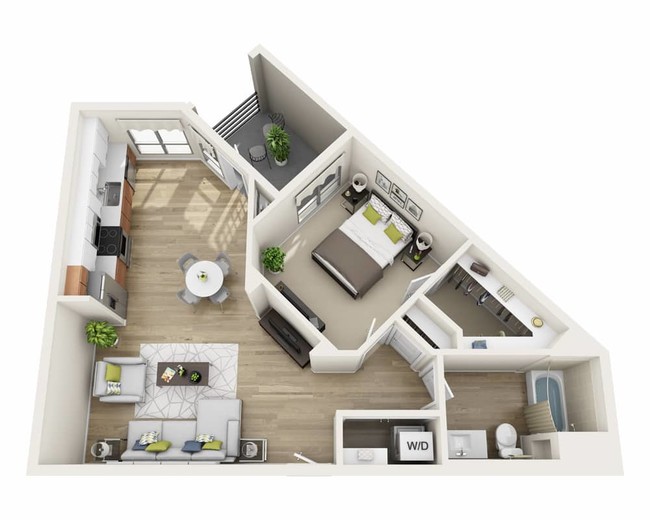 One Bedroom A1D Floor Plan - Katella Grand