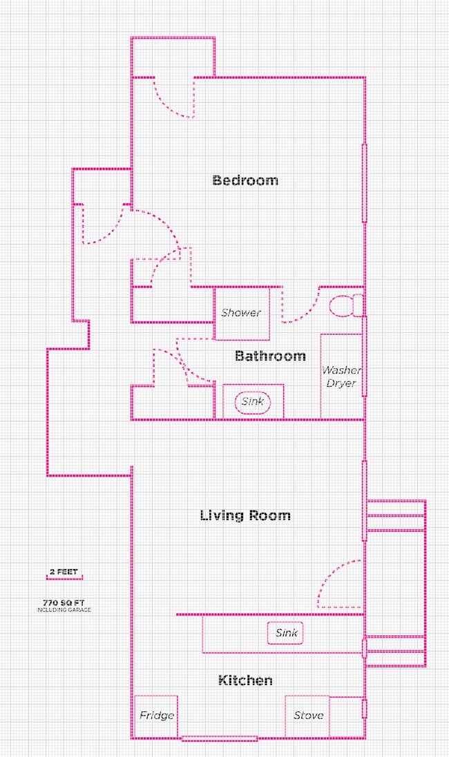 Floorplan of duplex, garage not shown. - 517 Benton St