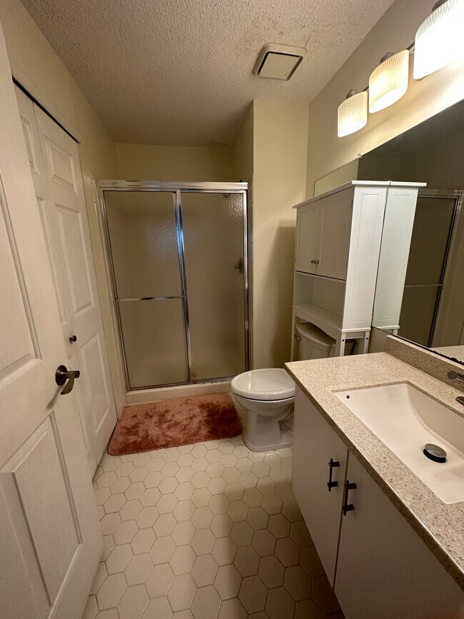 Master bath with full wall linen closet - 6 Chamberlin Ct