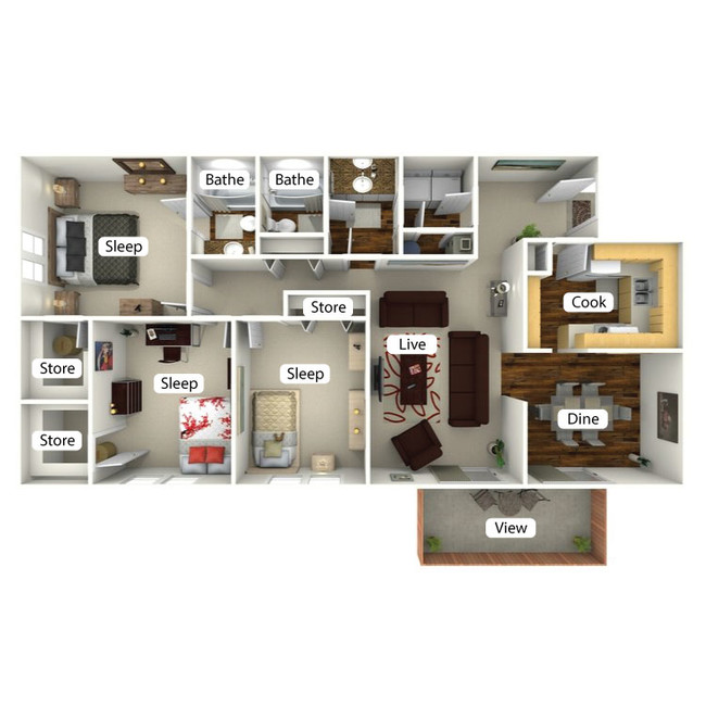 The Oak - 1370 Sq. Ft. - The Commons at Briarwood Park