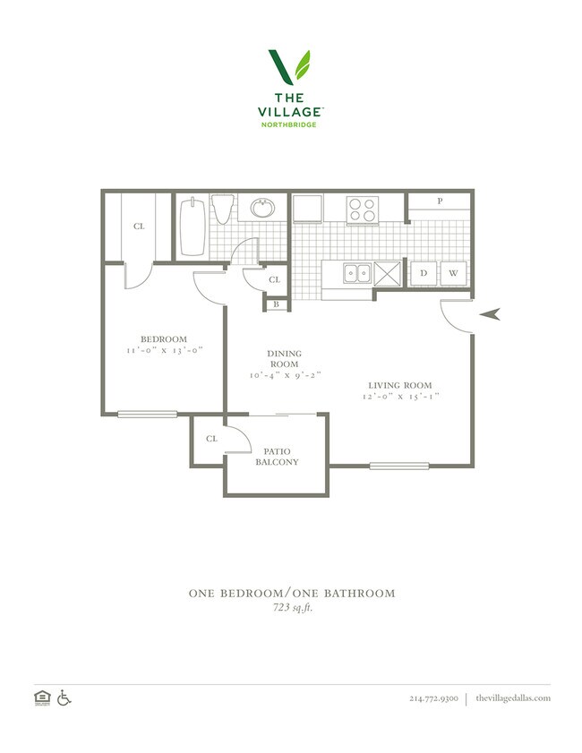 One Bedroom/One Bath - 723sf - The Village Northbridge
