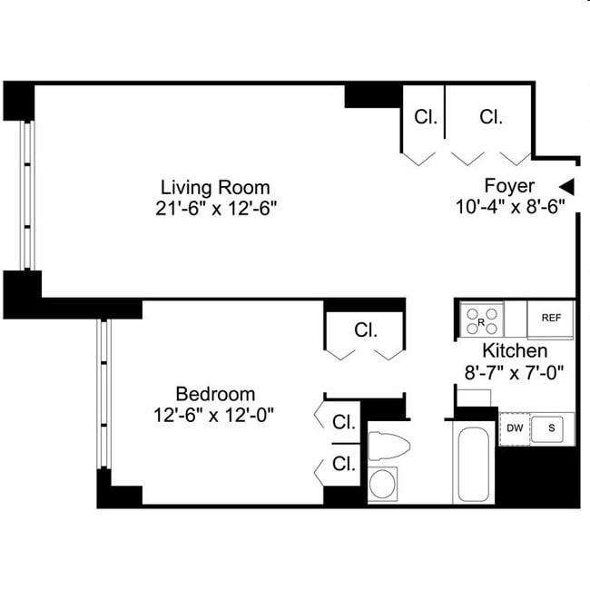 1BR/1BA - The Cambridge