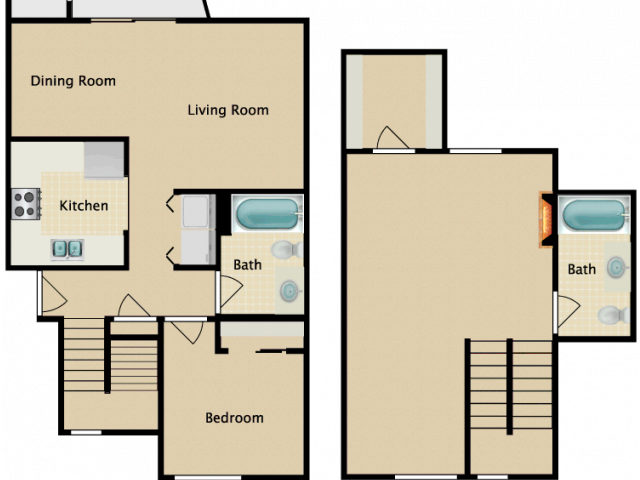 1050 sq. ft Townhouse - College Pointe Apartments