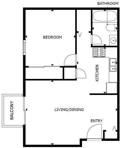 1 Bedroom, 1 Bathroom with Balcony - Maple Park Apartments