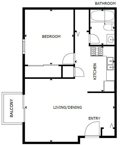 1 Bedroom, 1 Bathroom with Balcony - Maple Park