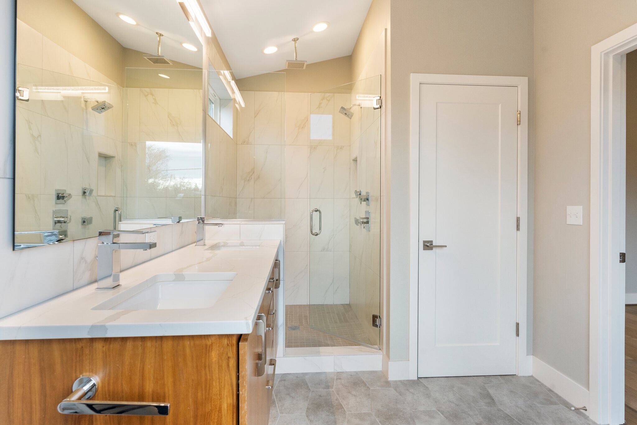 Primary bathroom with shower and water closet. - 2335 NE Couch St